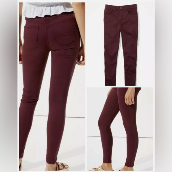 American Eagle Burgundy Jean Jegging Women's Size 12 Short - Picture 2 of 7